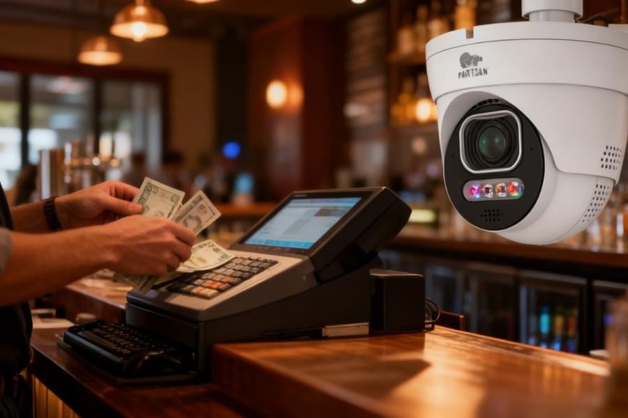 Detail záberu pokladne z varifokálnej kamery